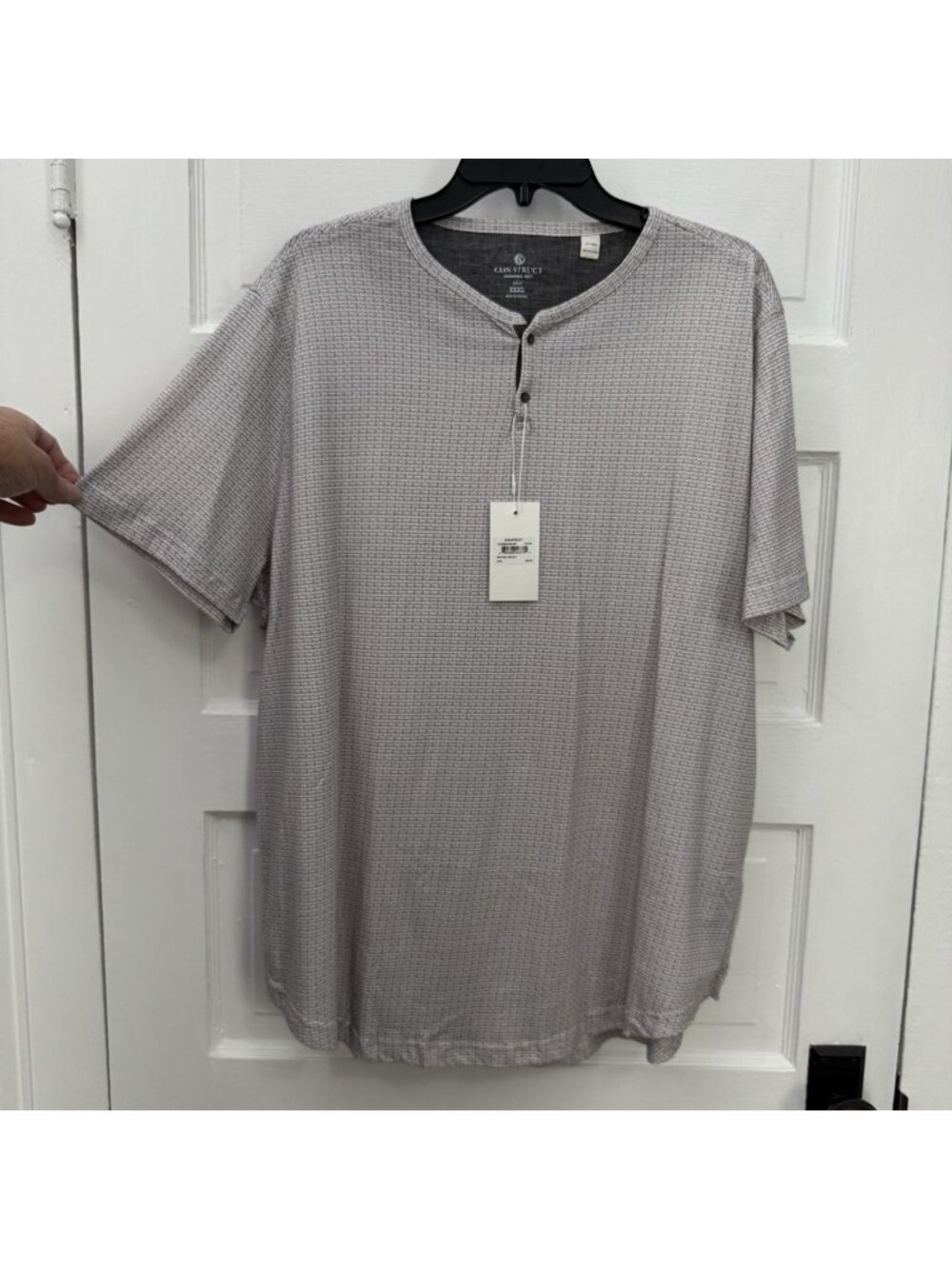 Con.Struct Men’s Waffle Knit Henley T Shirt Taupe XXXL Short Sleeve NWT